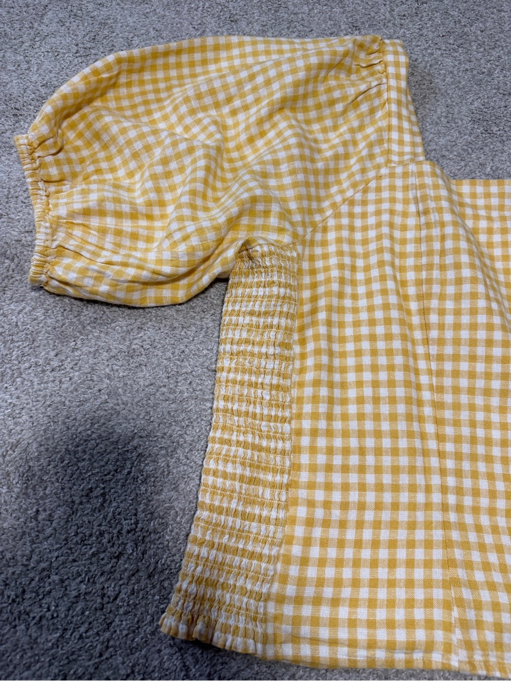 Yellow Gingham Button-Front Square Neck Top - Picture 4 of 5
